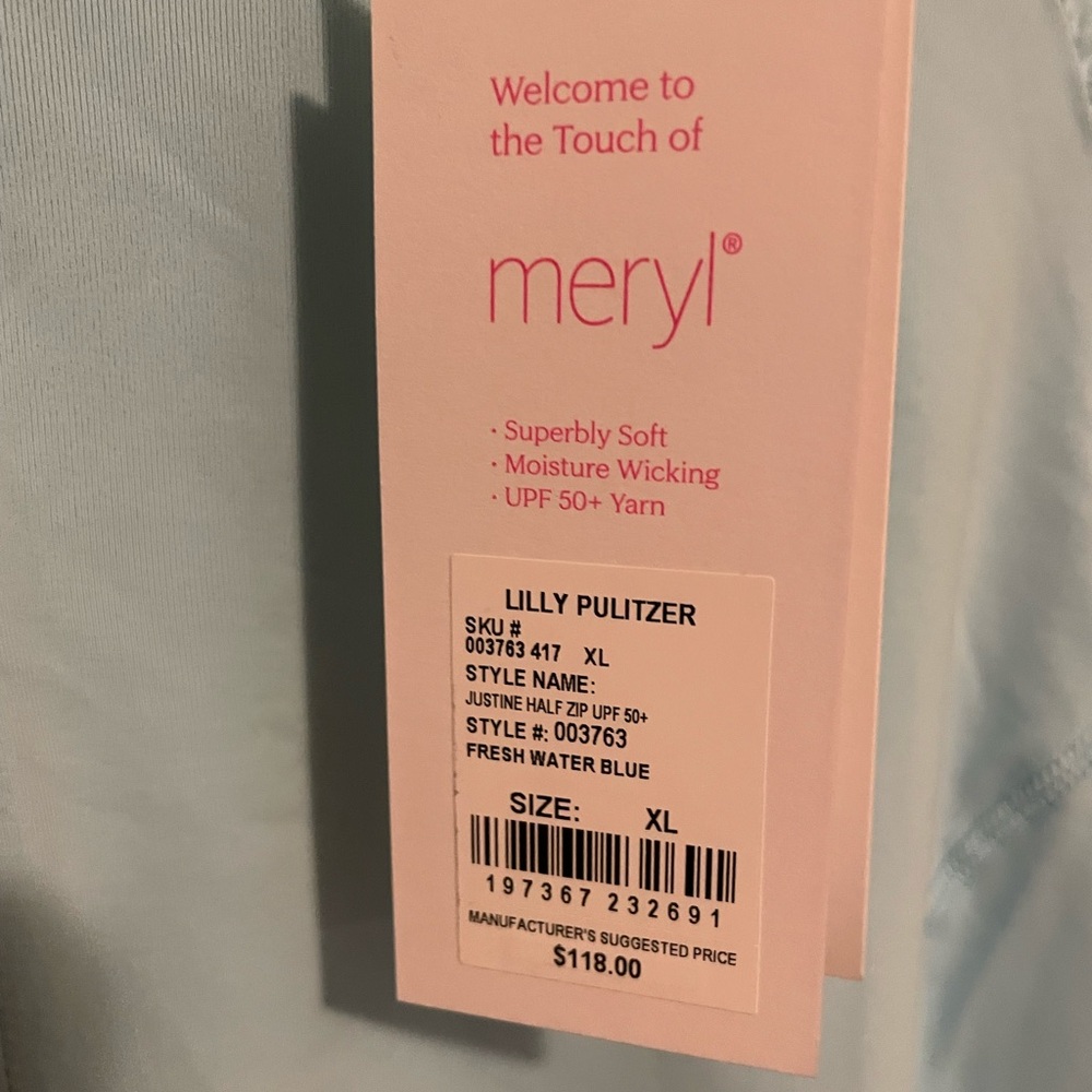 Lilly Pulitzer Luxletic justine half zip in freshwater blue NWT - Picture 4 of 4